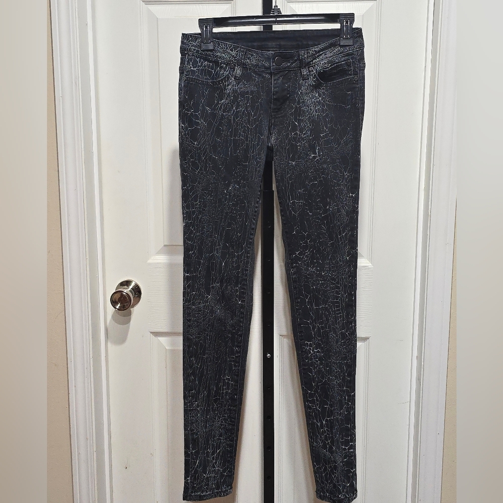 Harley Davidson Black Crackle Distressed Skinny Jeans Size 27 - Picture 8 of 12